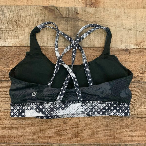 Lululemon Black Camo Polka Dot Criss Cross Back Padded Sports Bra- Size 6 Online Hot Sale