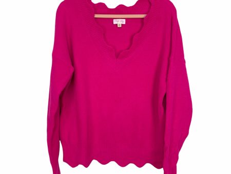 Pink Lilly Pink Scalloped V-Neck Sweater- Size S M Cheap