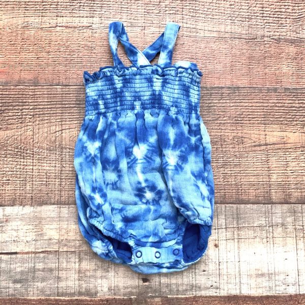 Angel Dear Baby Girl Smocked Blue Tie-Dye Romper- Size 0-3M For Cheap