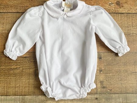 Rosalina Collection White Collared Long Sleeve Onsie Top- Size 9M For Cheap