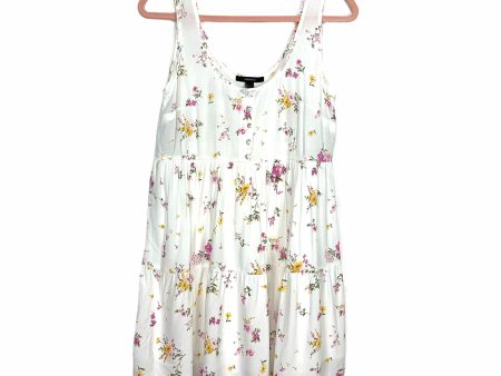 Forever 21 White Floral Print Sleeveless Dress- Size S Hot on Sale