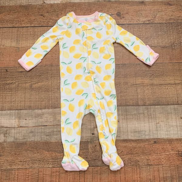 Cloud Island Lemon Print Zip Up Footie with Mittens- Size 3-6M For Sale