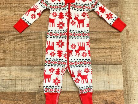 Hanna Anderson Organic Cotton Reindeer Zip Up Pajamas- Size 3-6M (we have matching mama pajamas) Hot on Sale