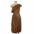 English Factory Mocha White Polka Dot One Shoulder Pleated Dress NWT- Size M Discount