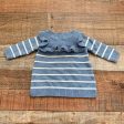 Baby Gap Blue and Cream Striped Ruffle Sweater- Size 0-3M on Sale