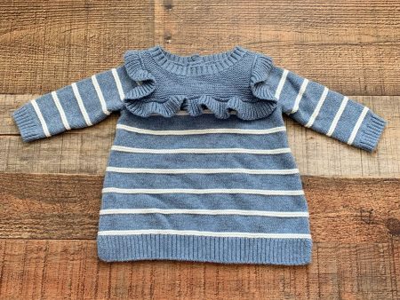 Baby Gap Blue and Cream Striped Ruffle Sweater- Size 0-3M on Sale