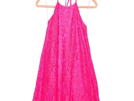 Macbeth Collection Hot Pink Laced Halter Top Dress- Size XS Cheap