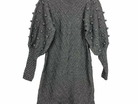 Fate Heather Grey Pom Pom Sleeve Dress NWT- Size S For Sale