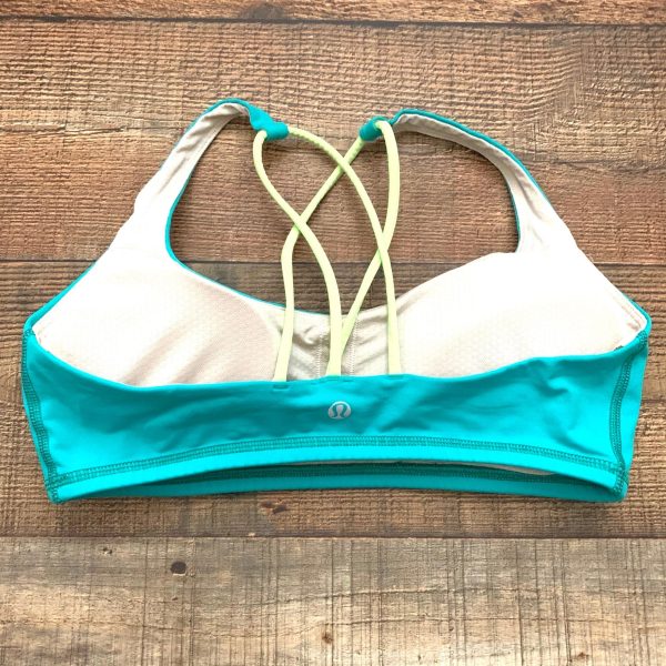 Lululemon Bright Blue Neon Straps Padded Sports Bra- Size 8 Sale