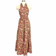 Shein Tan Floral Print Smocked Back Halter Maxi Dress- Size S Online Sale