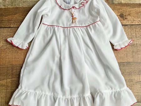 Sweet Dreams White Reindeer Embroidered Dress- Size 12M Cheap