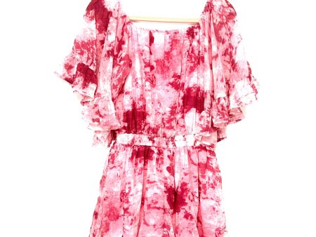 La Ven Pink Tie-Dye Elastic Waist Off the Shoulder Romper NWT- Size XS on Sale