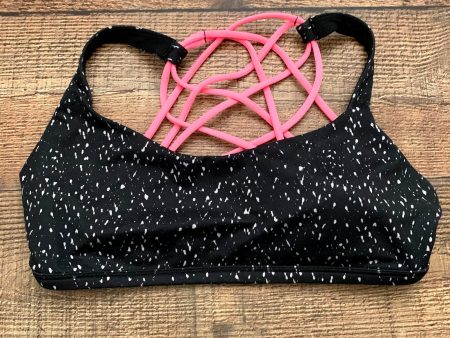 Lululemon Black Speckled Pink Straps Padded Sports Bra- Size 8 on Sale