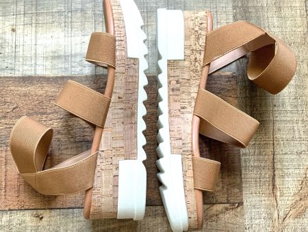 Dream Paris Camel Elastic Ankle Wrap Cork Platform Sandal- Size 7.5 Online now