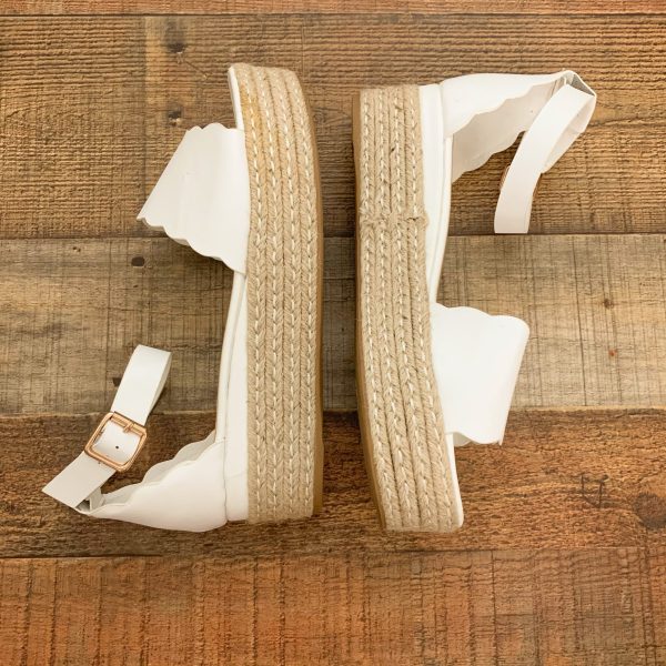 Bamboo White Ankle Wrap Espadrille Sandals- Size 10 For Cheap