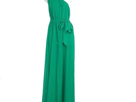 No Brand Green One Shoulder Belted Front Slit Dress- Size M Hot on Sale