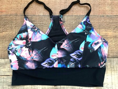 Fabletics Black Floral Print Back Mesh Padded Sports Bra- Size ~S M (we have matching leggings) on Sale