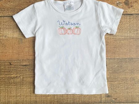 Bambinos White Monogrammed Watson Pumpkin Top- Size 2T For Sale