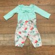 Miniville Green Onesie with Matching Floral Printed Pants- Size 0-3M (sold as a set) For Cheap