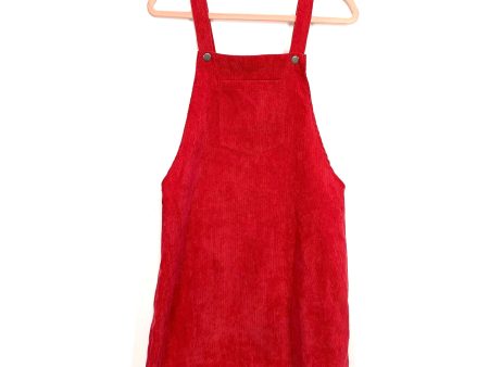 No Brand Red Corduroy Overall Dress- Size L Online Sale