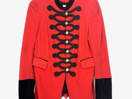 Free People Red Rope Trim Military Jacket- Size L Online