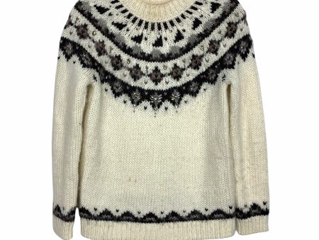 LOFT Petites Cream Sequins Wool Blend Sweater- Size M Petite Online Hot Sale