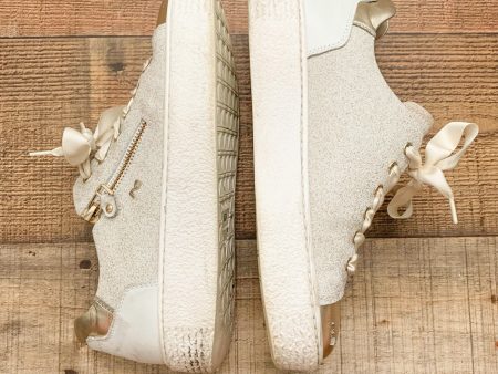 NeroGiardini White Glitter Side Zip Sneaker- Size 37 (See Notes) Online