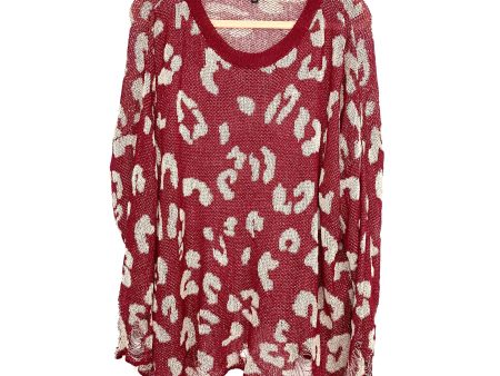 Amaryllis Burgundy Animal Print Distressed Sweater- Size XL Supply