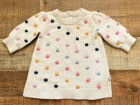 Baby Gap Tan Multicolor Pom Pom Sweater- Size 0-3M Fashion