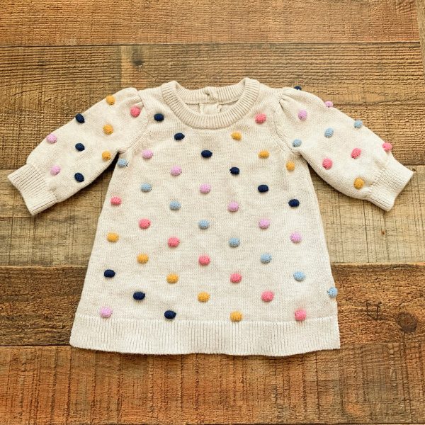 Baby Gap Tan Multicolor Pom Pom Sweater- Size 0-3M Fashion