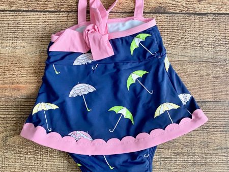 The Beaufort Bonnet Company Navy Umbrella Print Scallop Swimsuit- Size 6-12M on Sale