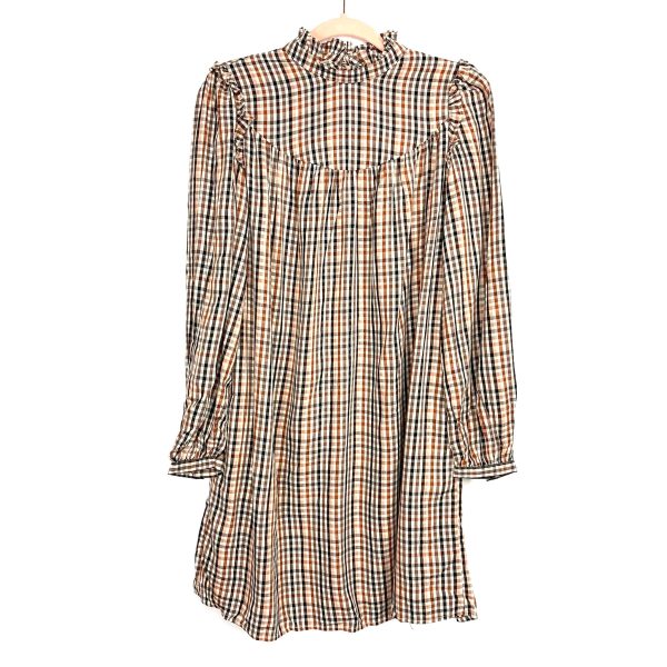 A New Day Colorful Check Long Sleeve Ruffle Dress- Size XS For Cheap