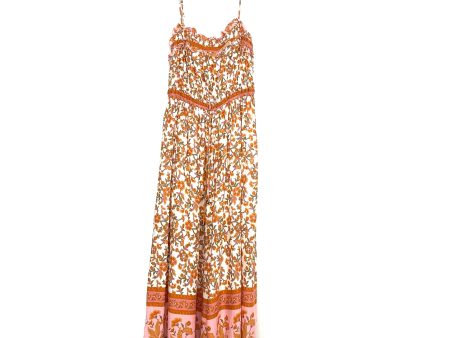 Indikah Orange and Pink Floral Wide Leg Cropped Jumpsuit- Size L Supply