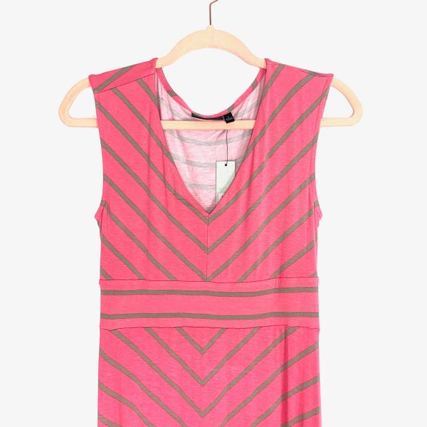 APT. 9 Pink Tan Miltered Stripe Maxi Dress NWT- Size L Online Sale