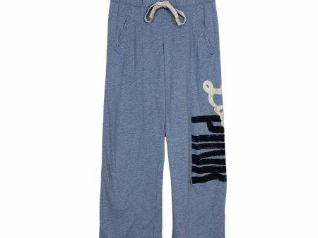 PINK Victoria s Secret Blue Heathered  Love Pink  Graphic Sweatpants- Size XS (Inseam 27 ) Hot on Sale