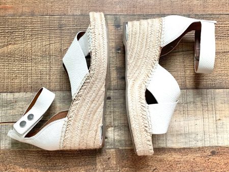 Franco Sarto Tan Leather Upper Velcro Ankle Wrap Wedges- Size 9 (Like New!) Online