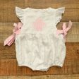 C&L White Embroidered  HHM  Side Bow Bubble Romper- Size 3M Supply