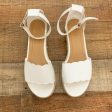 Bamboo White Ankle Wrap Espadrille Sandals- Size 10 For Cheap