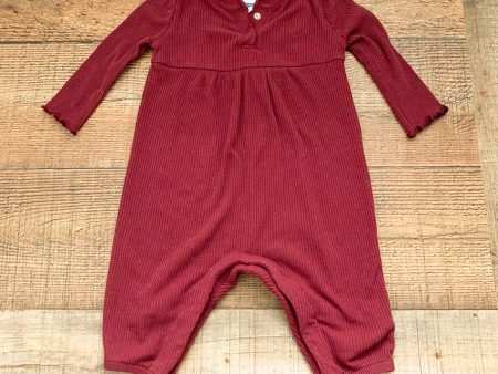 Old Navy Maroon Ribbed Jumpsuit- Size 3-6M Sale