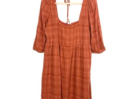 American Eagle Burnt Orange Scoop Back Tie Babydoll Dress NWT- Size L on Sale