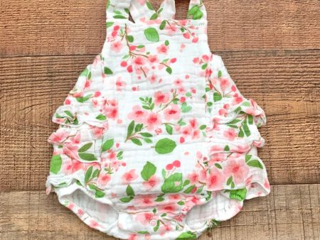 Angel Dear Baby Girl White Floral Print Muslin Romper- Size 0-3M Discount