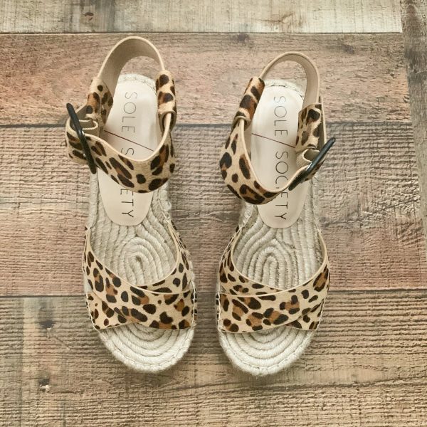 Sole Society Animal Print Espadrille Sandals- Size 7 on Sale