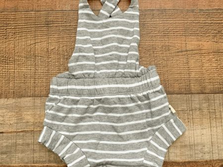 Monica + Andy Organic Cotton Grey and White Striped Romper- Size 0-3M Discount