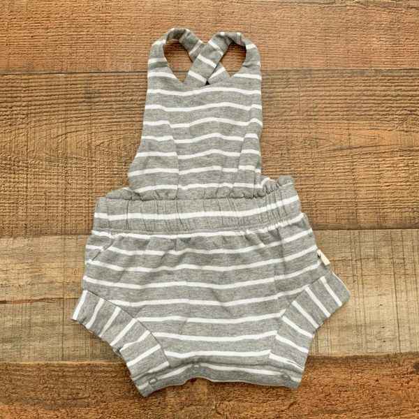 Monica + Andy Organic Cotton Grey and White Striped Romper- Size 0-3M Discount