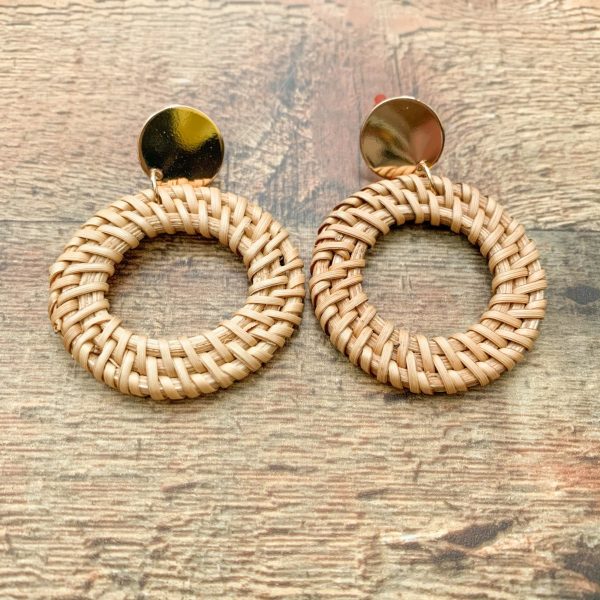 No Brand Rattan Hoop Earrings Fashion