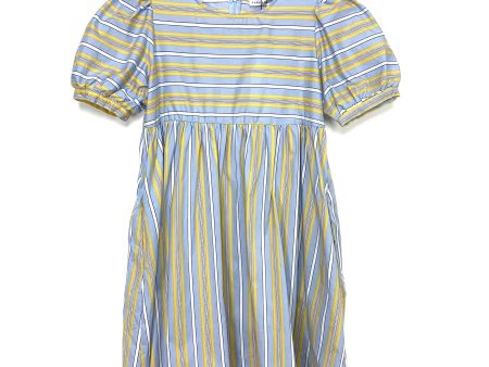 English Factory Light Blue Multicolor Striped Puffed Sleeve Babydoll Dress NWT- Size XS Hot on Sale