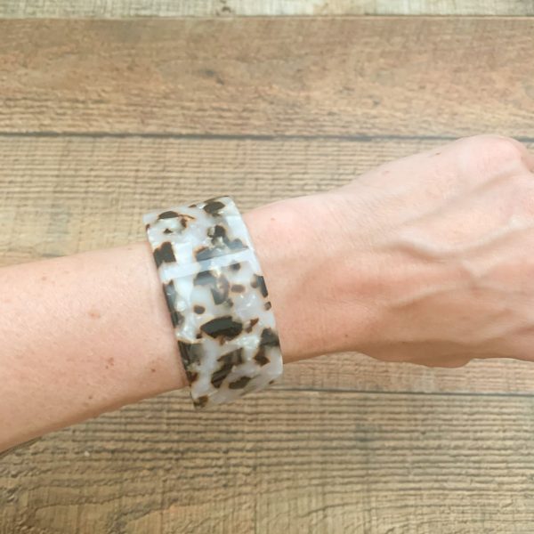 No Brand White Tortoise Plastic Cuff Online Sale