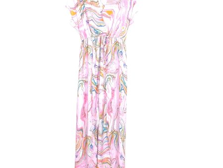 Buddy Love Light Pink Watercolor Drawstring Side Wrap Slit Dress- Size S Online now