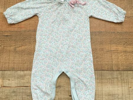 Feather Baby Blue and Pink Floral Jumpsuit- Size 3-6M Hot on Sale