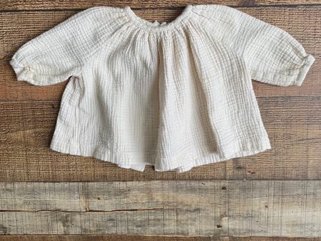 Harbour Light Tan Gauze Cotton Long Sleeve Top- Size 6-12M Online Sale